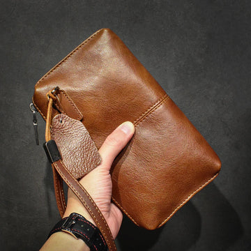 Xajzpa Men's Genuine Leather Clutch High Quality Long Wallet Women's Luxury Mobile Phone Bag Credit Card Holder Purse Wrist Bags
